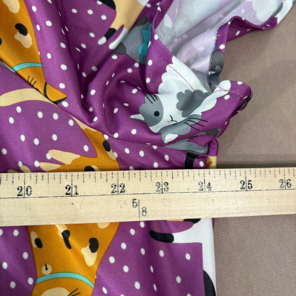 Anthony Richards House Dress Women Size XL Purple Cat Polka Dot Muumuu Nightgown